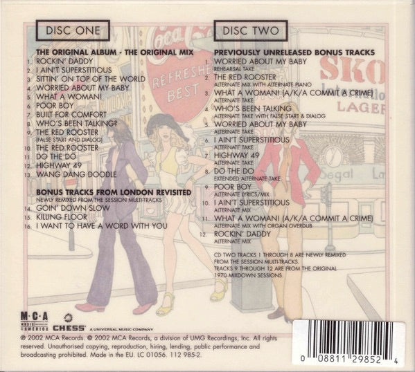 Image of Back Cover of 2xCD - VG+/VG+ - HOWLIN' WOLF FEATURING ERIC CLAPTON, STEVE WINWOOD, BILL WYMAN, CHARLIE WATTS, The London Howlin' Wolf Sessions (Chess; 088 112 985-2, Europe 2002 Reissue, Slipcase), ,  - 3936102E