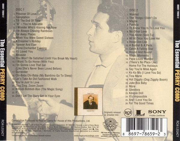 Image of Back Cover of 4314477C: CD - PERRY COMO, The Essential Perry Como (RCA; 88697 78659 2, US 2010, Jewel Case)   VG+/VG+