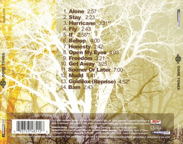 Image of Back Cover of 4314486C: CD - KING'S X, Ogre Tones (Inside Out Music; IOMCD 222, Germany 2005, Jewel Case)   VG+/VG+