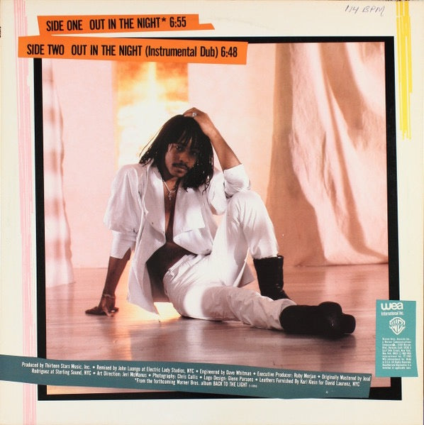 Image of Back Cover of 4314497C: 12" - SERGE PONSAR, Out In The Night (Warner Bros. Records; 0-20124, US 1983, Picture Sleeve) Vinyl is glossy with light marks only.  VG/VG