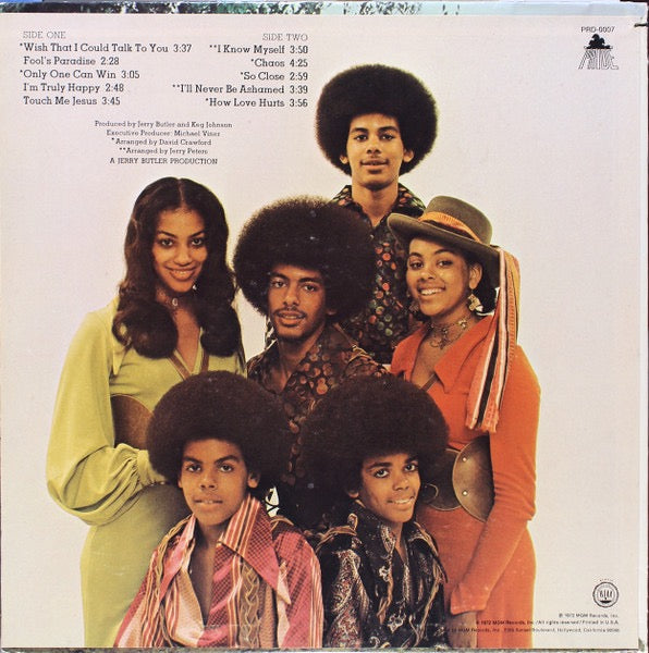 Image of Back Cover of 4314533C: LP - THE SYLVERS, The Sylvers (Pride; PRD 0007, US 1972, Pasteback Sleeve) Vinyl has only some light marks. Sleeve has seam splits and pasteback is coming away.  G/VG