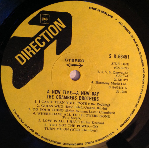 Image of Label Cover of LP - VG/VG - THE CHAMBERS BROTHERS, A New Time - A New Day (Direction; S 8-63451, UK 1968, Laminated Front Sleeve), ,  - 1326308E