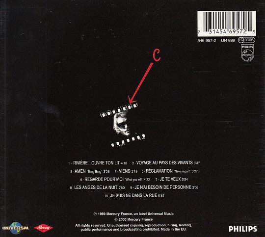 Image of Back Cover of 4334138E: CD - JOHNNY HALLYDAY, Rivi re... Ouvre Ton Lit (Philips; 546 957-2, France 2000, Digipak)   VG+/EX