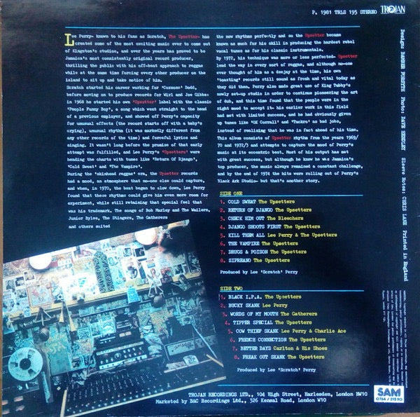 Image of Back Cover of 4314539C: LP - THE UPSETTERS, The Upsetter Collection (Trojan Records; TRLS 195, UK 1981) Strong VG to disc - light marks only.  VG/VG