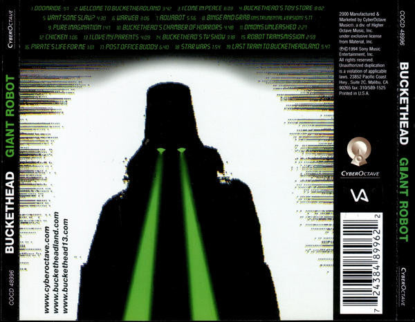 Image of Back Cover of 4334152E: CD - BUCKETHEAD, Giant Robot (CyberOctave; COCD 48996, US 2000, Jewel Case)   VG+/VG+