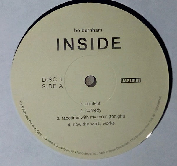 Image of Label Cover of 2xLP - VG+/VG+ - BO BURNHAM, Inside (The Songs) (Imperial ; IMP435, USA & Europe 2021, Gatefold, 2 Inners), ,  - 4426070E