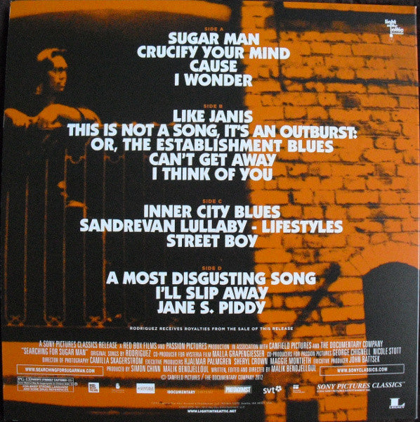 Image of Back Cover of 2xLP - VG/VG - RODRIGUEZ, Searching For Sugarman - OST (Light In The Attic; LITA089, US 2012, Tip-On Gatefold, Insert, No Obi), Strong VG, Edge Wear, Spine Faded,  - 3926455E