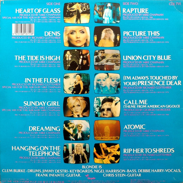 Image of Back Cover of C: LP - BLONDIE, The Best Of Blondie (Chrysalis; CDL TV1, UK 1980s Reissue, Barcode on back cover) Price Busters sticker on sleeve.  VG+/VG+