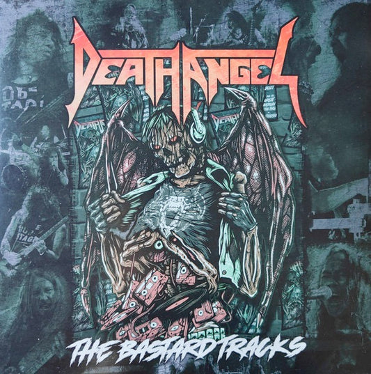 Image of Front Cover of 4414080C: 2xLP - DEATH ANGEL, The Bastard Tracks (Nuclear Blast; NB 6320, Europe 2022, Gatefold, Insert, Poster, Springtime Green with Dark Grey Splatter) Tiny pressing flaw on side A that doesn't affect play at all. Includes poster and insert  VG+/VG+