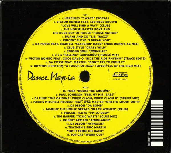 Image of Back Cover of 4434027E: 2xCD - VARIOUS, Hardcore Traxx: Dance Mania Records 1986-1997 (Strut; STRUT114CD, UK 2014, 6 Panel Digipak)   VG+/VG+