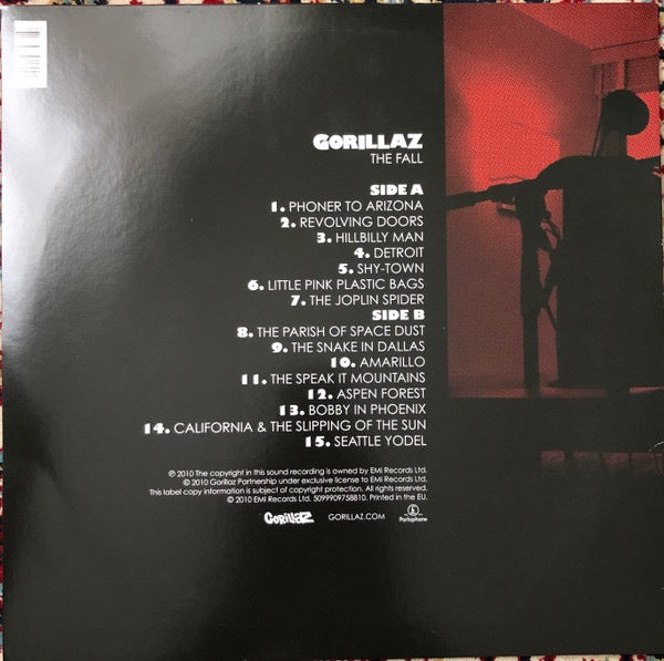 Image of Back Cover of 4414193C: LP - GORILLAZ, The Fall (Parlophone; 5099909758810, UK 2011, Inner, Limited Edition) Limited Edition No 6002  VG/VG