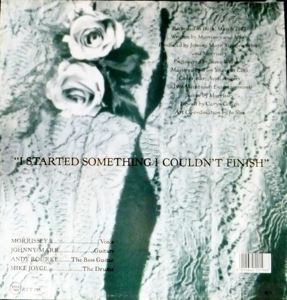 Image of Back Cover of 12" - VG/VG+ - THE SMITHS, I Started Something I Couldn't Finish (Rough Trade; RTT 198, UK 1987, Picture Sleeve, No Inner, CBS Pressing), ,  - 2426231E