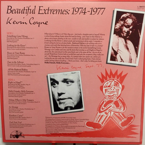 Image of Back Cover of 4414335C: LP - KEVIN COYNE, Beautiful Extremes: 1974-1977 (Virgin; L 36473, Australia 1977)   VG/VG