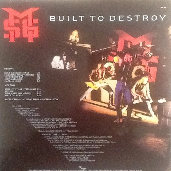 Image of Back Cover of 4414336C: LP - THE MICHAEL SCHENKER GROUP, Built To Destroy (Chrysalis; CHR 1441, UK 1983, Inner) Light Marks only, Edge pinches  VG/VG