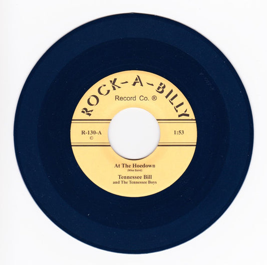 Image of Front Cover of 4414392C: 7" - TENNESSEE BILL & THE TENNESSEE BOYS / WILLIE AND THE FLAT TOPS, At The Hoedown / The Hospital Blues (Rock-A-Billy Record Co. Orange Labels; R-130, US 2015, Plain Sleeve, Teal Blue Vinyl)   /VG+