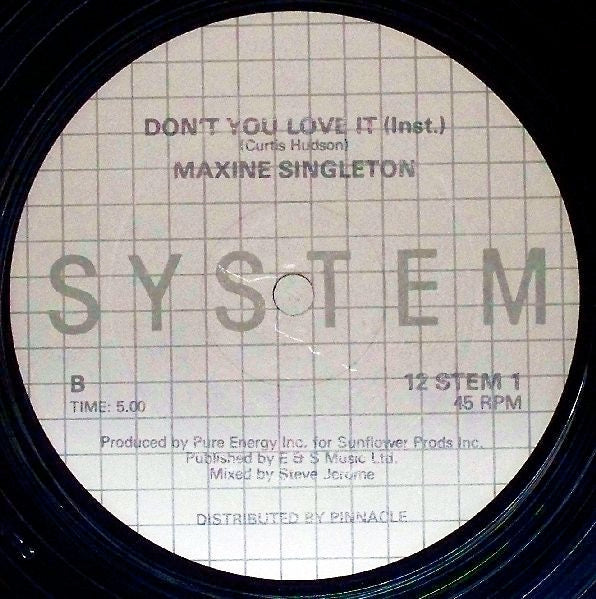 Image of Back Cover of 4414374C: 12" - MAXINE SINGLETON, Don't You Love It (System; 12 STEM 1, UK 1982) Light marks only. Small sticker on label  /G+