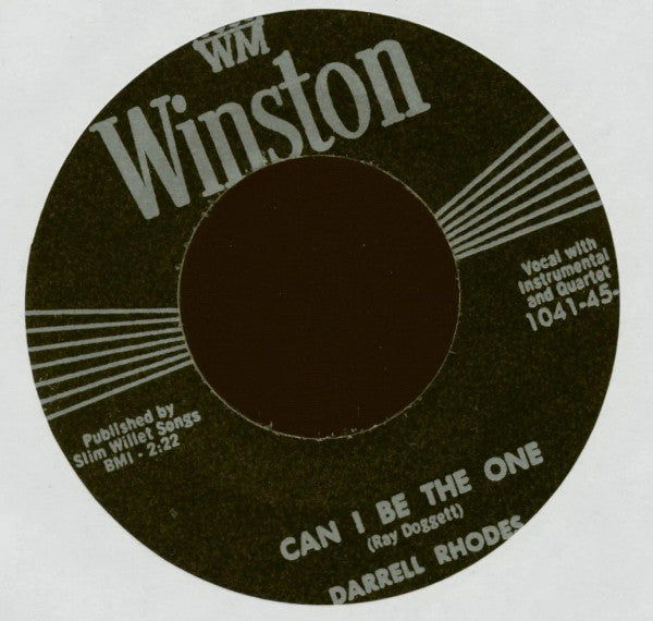 Image of Front Cover of 4414428C: 7" - DARRELL RHODES, Can I Be The One / Runnin' And Chasin' (Winston; 1041-45, UK Reissue, Plain Sleeve)   /VG+
