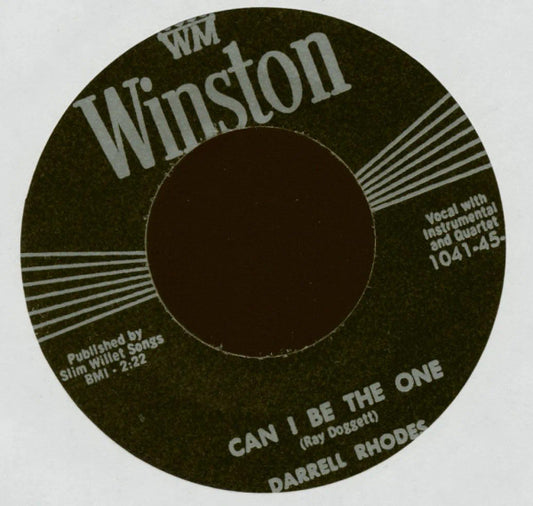 Image of Front Cover of 4414428C: 7" - DARRELL RHODES, Can I Be The One / Runnin' And Chasin' (Winston; 1041-45, UK Reissue, Plain Sleeve)   /VG+
