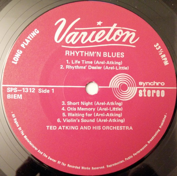 Image of Label Cover of LP - VG/VG+ - TED ATKING AND HIS ORCHESTRA, Rhythm'n Blues For Dancing (Varieton; SPS-1312, France 1970s, Laminated Sleeve), Light edge wear. ,  - 3046146S
