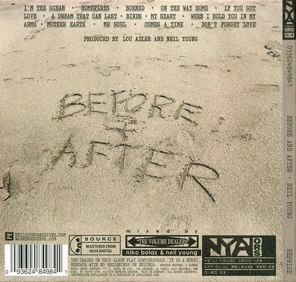 Image of Back Cover of 4414467C: CD - NEIL YOUNG, Before And After (Reprise Records; 093624849841, Worldwide 2023 Reissue, Card Sleeve, 3 Inners)   VG+/VG+