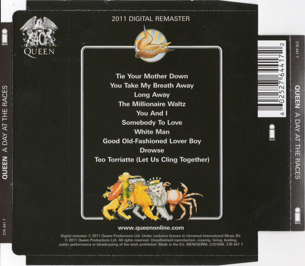 Image of Back Cover of 4534056E: CD - QUEEN, A Day At The Races (Island Records; 276 441 7, Europe 2011, Super Jewel case)   VG+/VG+