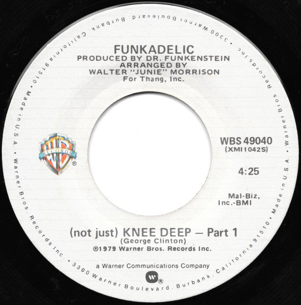 Image of Front Cover of 4554064S: 7" - FUNKADELIC, (Not Just) Knee Deep (Warner Bros. Records; WBS 49040, US 1979, Company Sleeve)   VG+/VG+