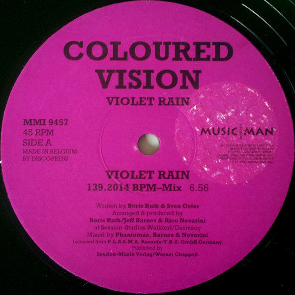 Image of Front Cover of 4544061S: 12" - COLOURED VISION, Violet Rain (Music Man Records ; MMI 9457, Belgium 1994) one or two faint scuffs  /VG