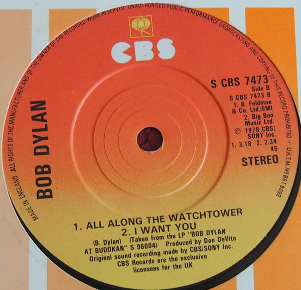 Image of Back Cover of 4554096S: 7" - BOB DYLAN, Forever Young (CBS; S CBS 7473, UK 1979, Company Sleeve)   VG/VG