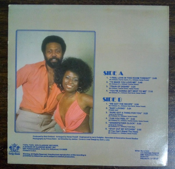 Image of Back Cover of 4544129S: LP - BO KIRKLAND & RUTH DAVIS, Bo & Ruth (Claridge Records; CL-1002, US 1976) Light Marks only, Some writing on sleeve  VG/G+