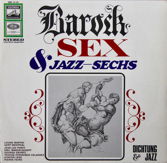 Image of Front Cover of 4524162E: LP - GEORGE GRUNTZ SEXTETT, Barock Sex & Jazz-Sechs (Electrola; SME 74 157, Germany 1966, Insert) Sleeve has hole punched in top right.  VG/VG+