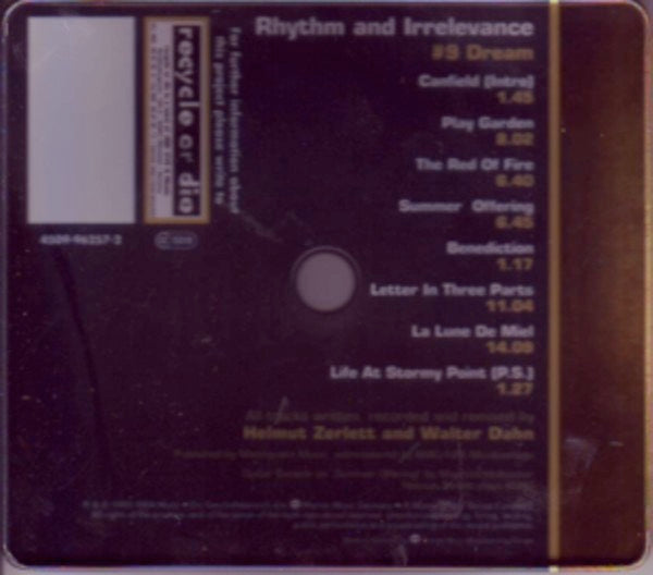 Image of Back Cover of 4514120C: CD - #9 DREAM, Rhythm And Irrelevance (Recycle Or Die; ROD 006, Germany 1994, Tincase)   VG+/VG+