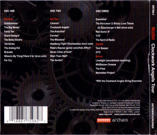 Image of Back Cover of 3xCD - VG/VG - RUSH, Clockwork Angels Tour (Anthem; 1686-17598-2, Europe 2013, Card Sleeve), ,  - 4136041E