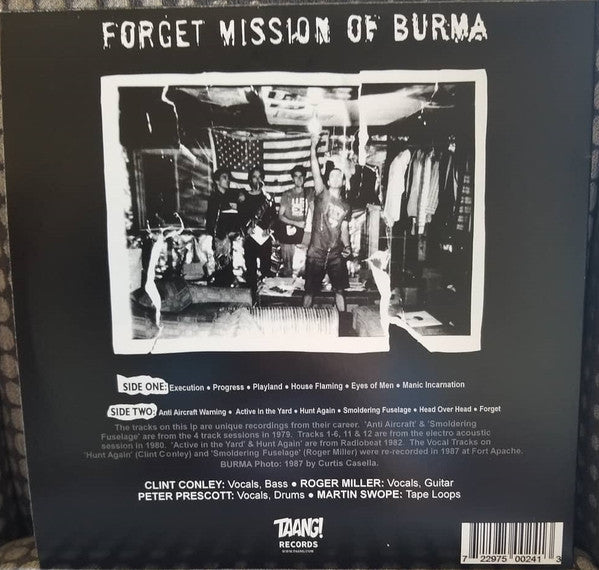 Image of Back Cover of 4524223E: LP - MISSION OF BURMA, Forget (Taang!; TAANG! 24, US 2018 Reissue, Label Insert) Strong VG+ Throughout  VG+/VG+