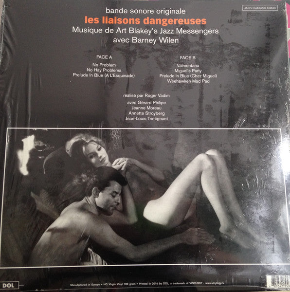 Image of Back Cover of 4544281S: LP - ART BLAKEY'S JAZZ MESSENGERS AVEC BARNEY WILEN, Les Liaisons Dangereuses (Bande Sonore Originale) (DOL; DOST698H, Europe 2016, Insert, Orange Vinyl )   VG+/VG+