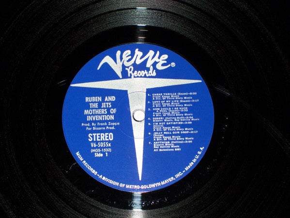 Image of Label Cover of LP - G/G+ - FRANK ZAPPA & THE MOTHERS OF INVENTION, Cruising With Ruben & The Jets (Verve Records; V6-5055x, US 1968, Pasteback Gatefold, Stereo), Hype stickered worn sleeve with split seams. ,  - 3316052C