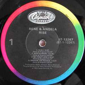 Image of Label Cover of LP - VG/VG - RENE & ANGELA, Rise (Capitol Records ; ST-12267, US 1983), A few very light hairlines. Moderate edgewear.,  - 4326121E
