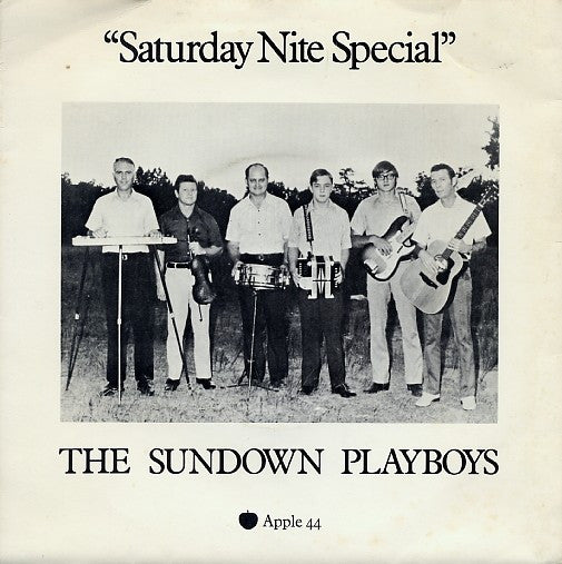 Image of Front Cover of 4524297E: 7" - THE SUNDOWN PLAYBOYS, Saturday Nite Special / Valse De Soleil (Sundown Waltz) (Apple Records ; APPLE 44, UK 1972, Company Sleeve) Ring Wear  VG/VG+