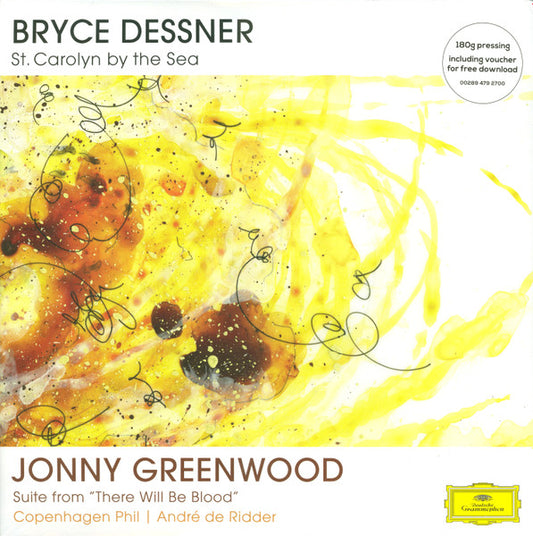 Image of Front Cover of 2xLP - VG/VG+ - BRYCE DESSNER / JONNY GREENWOOD, COPENHAGEN PHIL, ANDR  DE RIDDER, St. Carolyn By The Sea / Suite From "There Will Be Blood" (Deutsche Grammophon; 00289 479 2700, Europe 2014, Gatefold, 180 Gram Vinyl, feat Bryce & Aaron Dessner of The National), ,  - 1546192S