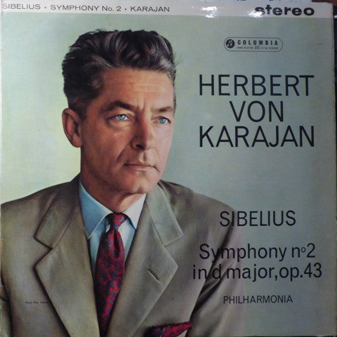 Image of Front Cover of 4524089E: LP - HERBERT VON KARAJAN, PHILHARMONIA ORCHESTRA, Sibelius: Symphony N  2 In D Major, Op.43 (Columbia; SAX 2379, UK 1961, Laminated Flipback Sleeve) Strong VG, Sleeve Delaminating, but otherwise Intact  VG/VG