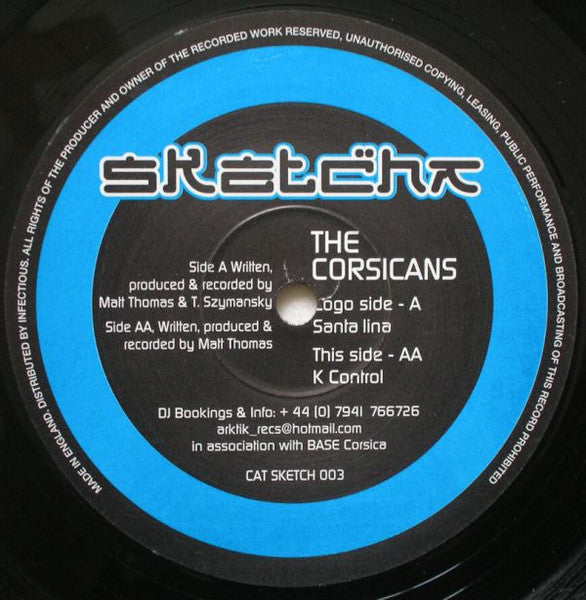 Image of Front Cover of 12" - /VG - THE CORSICANS, Santa Lina / K Control (Sketcha Traxx ; SKETCH 003, UK 2004), ,  - 4524335E