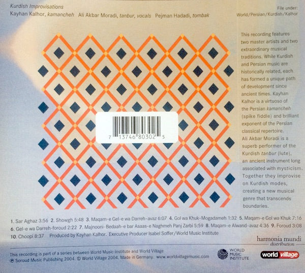 Image of Back Cover of 4514326C: CD - KAYHAN KALHOR & ALI AKBAR MORADI, In The Mirror Of The Sky (World Village; 468030, US 2004, Jewel Case)   VG+/VG+