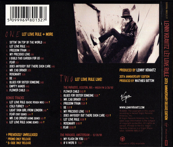 Image of Back Cover of 4534260E: CD - LENNY KRAVITZ, Let Love Rule (Virgin; 509996 98013 27, Europe 2009, Gatefold)   M/M