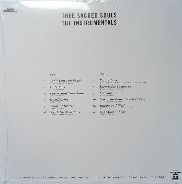 Image of Back Cover of 4544332S: LP - THEE SACRED SOULS, The Instrumentals (Penrose; PRS-004, US 2024, 'Yellow Smoke' Vinyl + Download ) Opened Instore, Still In Stickered Shrinkwrap  VG+/EX