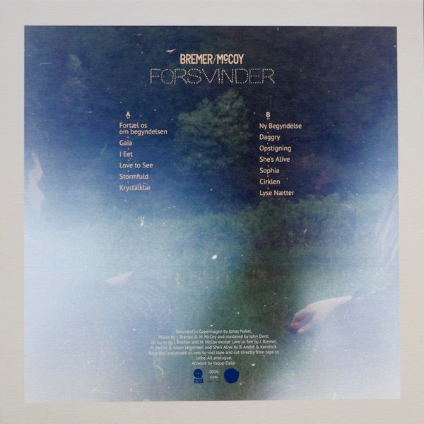 Image of Back Cover of 4514490C: LP - BREMER/MCCOY, Forsvinder (Raske Plader; RASP008, Denmark 2016, 2nd Repress) Strong VG+ across the board.   VG+/VG+