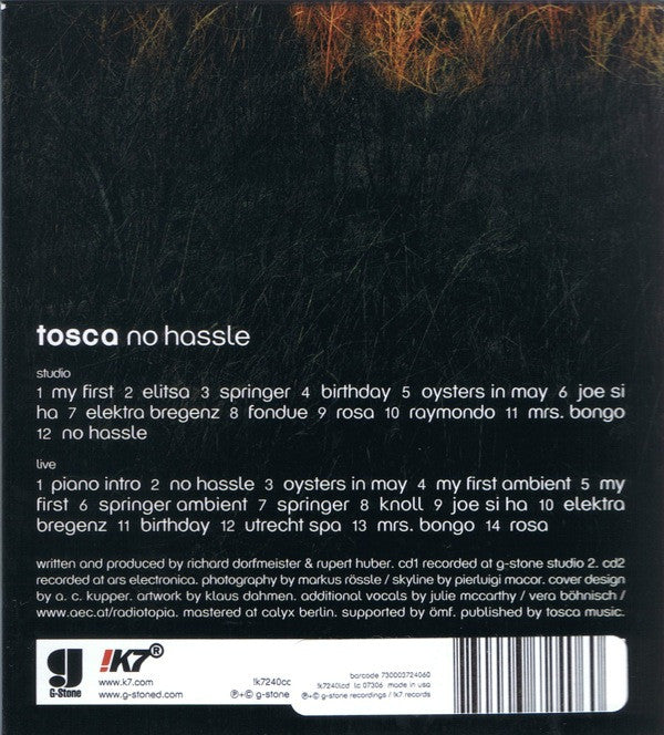 Image of Back Cover of 4534286E: 2xCD - TOSCA, No Hassle (!K7 Records ; !K7240LCD, US 2009, Digipak)   EX/EX