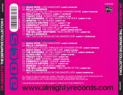 Image of Back Cover of 5014075C: 2xCD - VARIOUS, Almighty The Definitive Collection 5 (Almighty Records; ALMYCD60, UK 2007, Jewel Case, Inner)   M/M