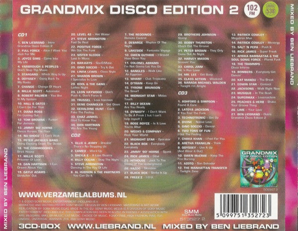 Image of Back Cover of 3xCD - VG+/EX - BEN LIEBRAND, Grandmix - The Disco Edition 2 (Sony Music Media ; SMM 513527 2, Netherlands 2003), ,  - 2256004S