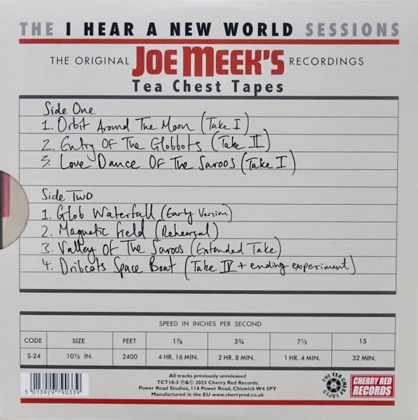 Image of Back Cover of 10" LP - EX/EX - VARIOUS, Joe Meek's Tea Chest Tapes: The Heinz Sessions Vol. 1 (Cherry Red; TCT10-2, UK 2022, Textured Gatefold Sleeve, Limited Edition of 500, SEALED), SEALED,  - 0645144S