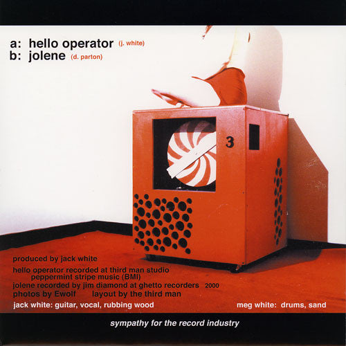 Image of Back Cover of 3324121E: 7" - THE WHITE STRIPES, Hello Operator / Jolene (SFTRI; SFTRI 619, US 2000, Picture Sleeve)   VG+/VG+