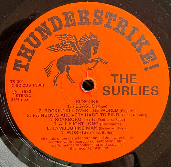 Image of Label Cover of 4524458E: LP - THE SURLIES, Thunderstrike! (Pegasus Records ; TS 001, UK 1982, Stereo)   VG/VG+